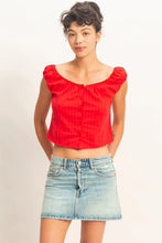 Load image into Gallery viewer, HF Button Front Scoop Neck Cap Sleeve Top