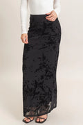 HF Contrast Velvet Print Maxi Skirt