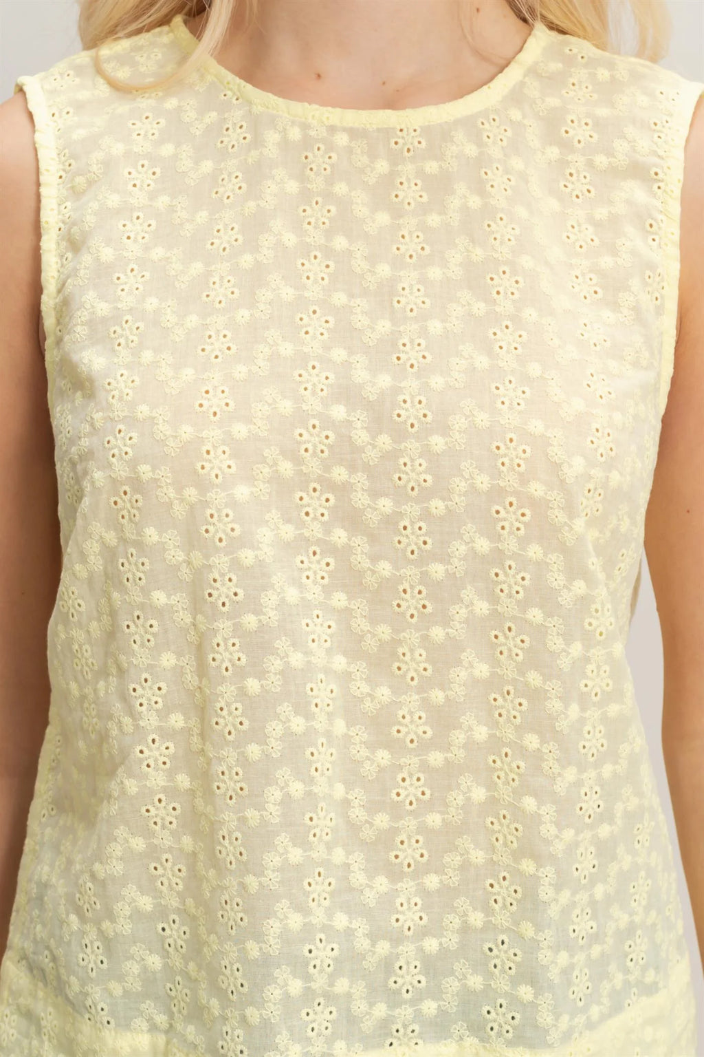 HF Eyelet Sleeveless Top W/ Back Button
