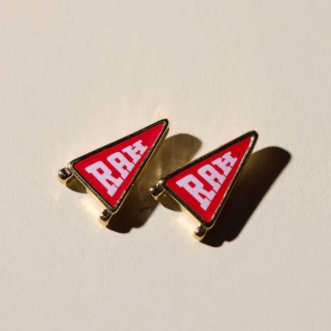 Red Rah Pennant Studs