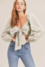 Load image into Gallery viewer, Puff Sleeve Tie Crop