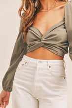 Load image into Gallery viewer, Puff Sleeve Tie Crop
