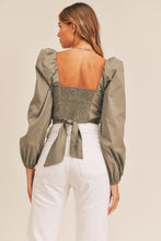 Load image into Gallery viewer, Puff Sleeve Tie Crop