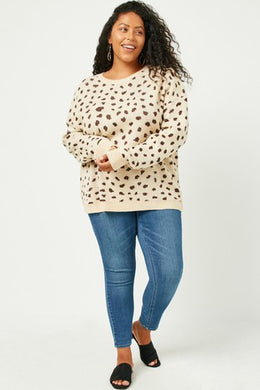 Plus Size Leopard Print Sweater