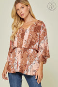 Plus Size Rust Floral Top