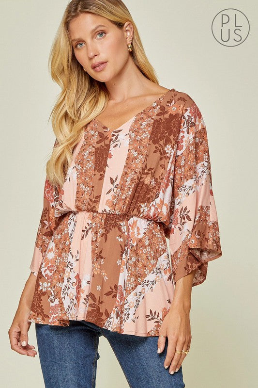 Plus Size Rust Floral Top