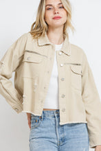 Load image into Gallery viewer, Stitch Detail Crop Distressed Jacket