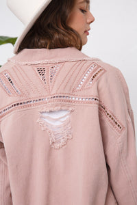 Stitch Detail Crop Distressed Jacket