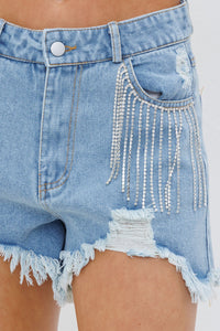 Rhinestone Fringe Shorts
