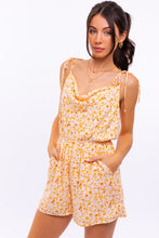 Load image into Gallery viewer, Orange Floral Open Back Romper