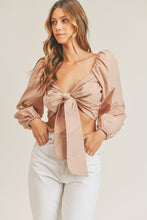 Load image into Gallery viewer, Puff Sleeve Tie Crop