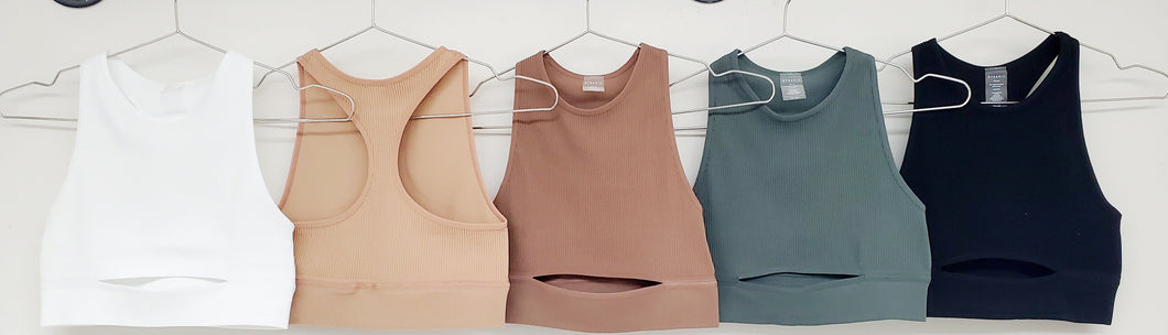Hole detail front ribbed racerback crop tank