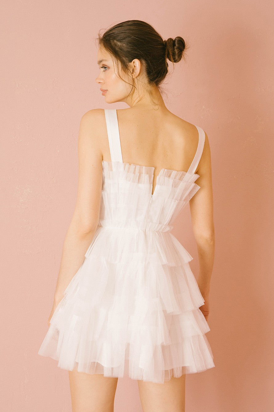 White Tiered Lace Dress