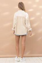 Load image into Gallery viewer, Beige Colorblock Corduroy Shacket