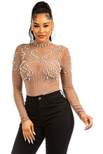 Load image into Gallery viewer, Pearl Rhinestone Bodysuit