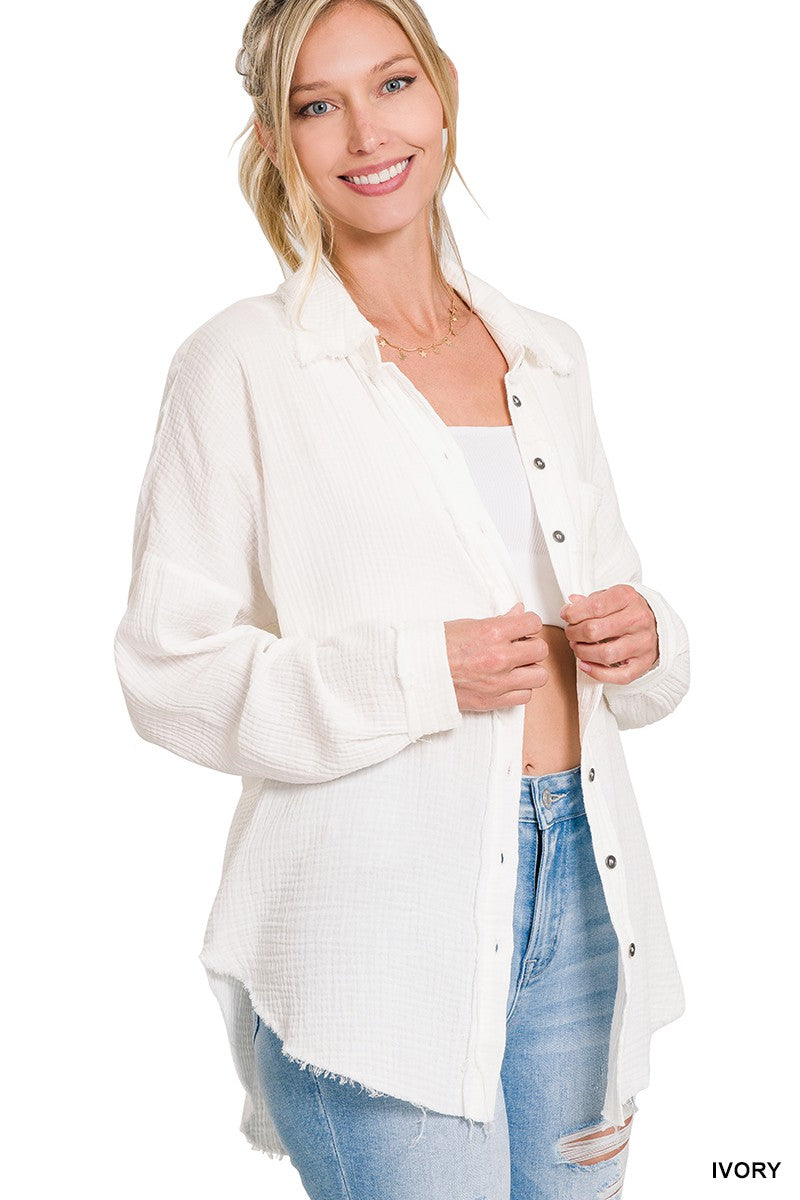 Gauze Linen Button Down