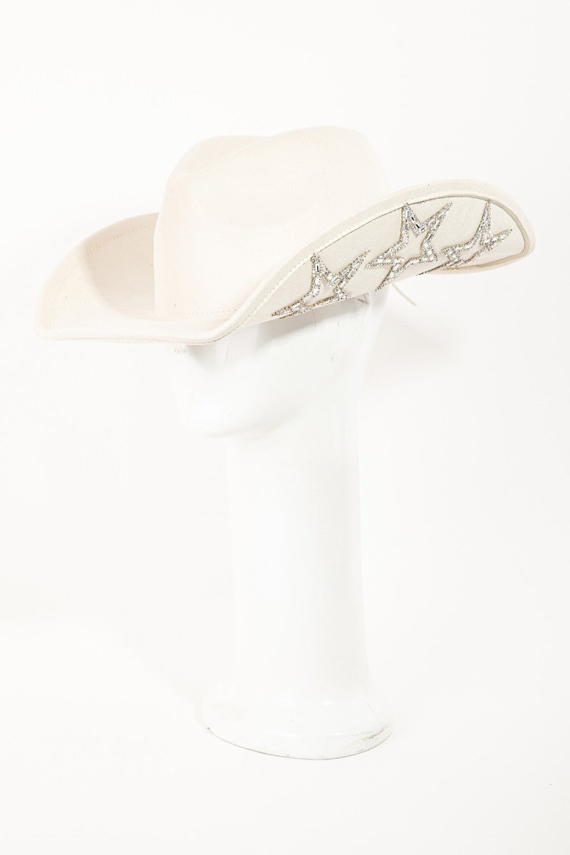 Faux Suede Rhinestone Cowboy Hat
