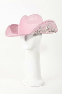 Faux Suede Rhinestone Cowboy Hat