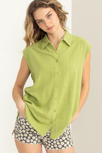 Sleevless Button Front Top