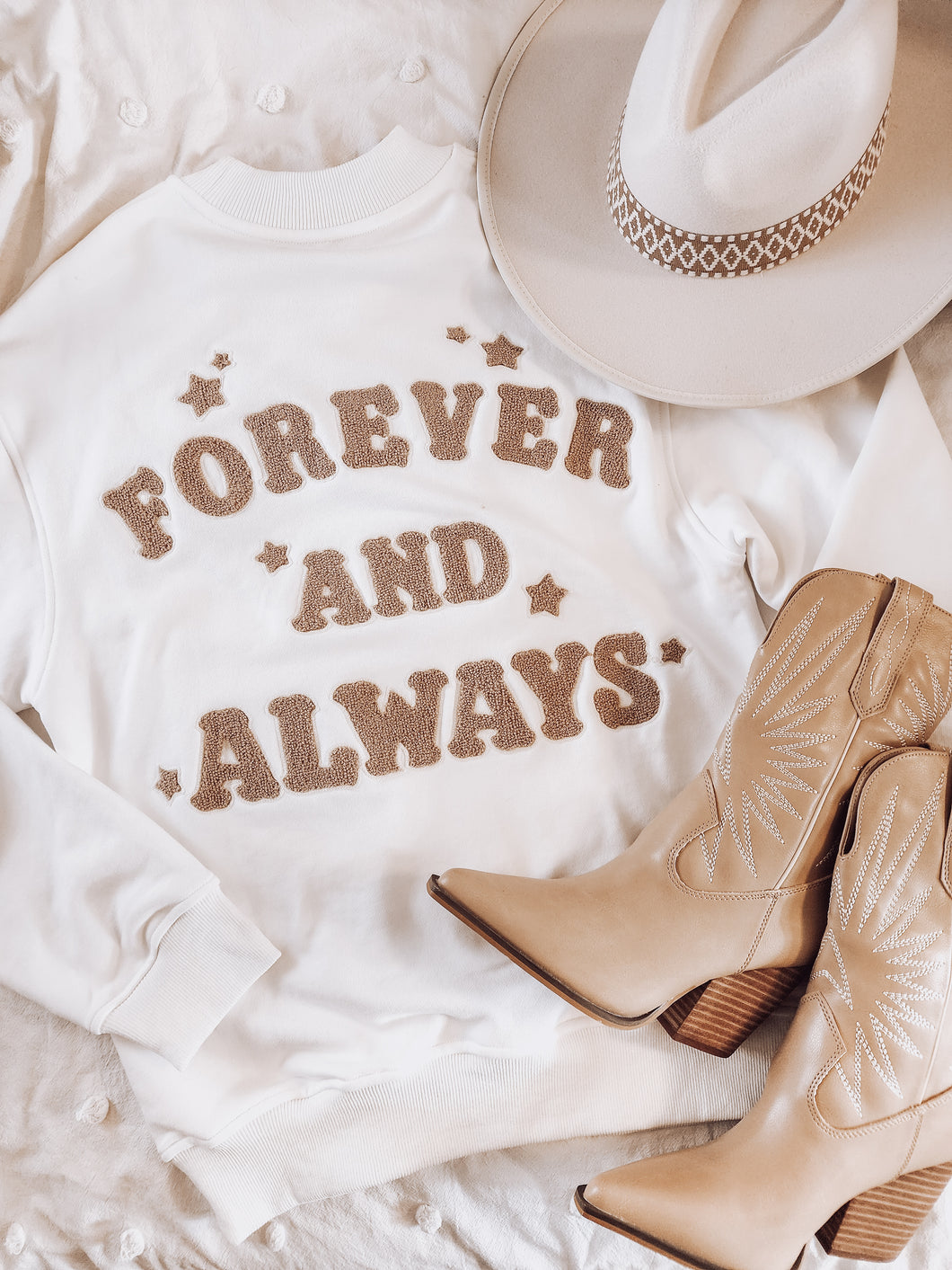 Chenille Embroidered Forever & Always Sweatshirt