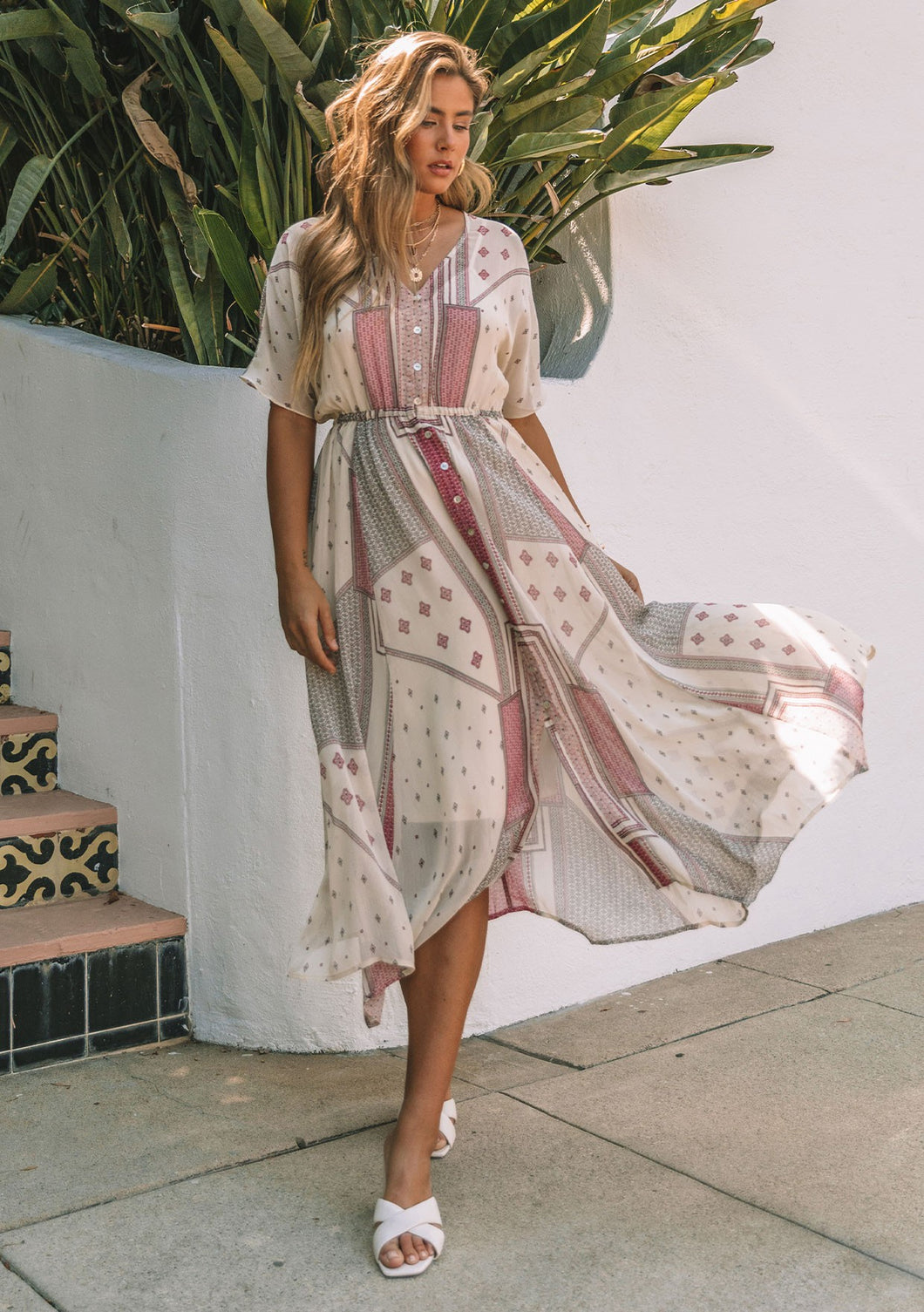 Button Front Midi Dress