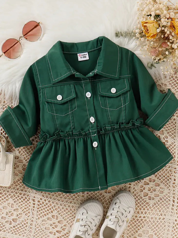 Kids Green Button Up Jacket