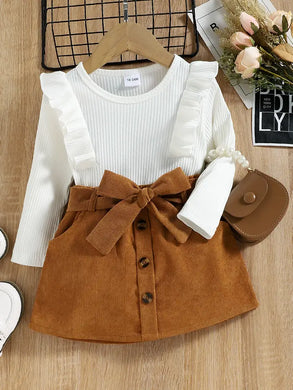 Ruffle Top/Corduroy Skirt Set