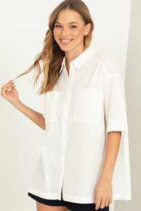 Ivory Button Front Oversized Tshirt