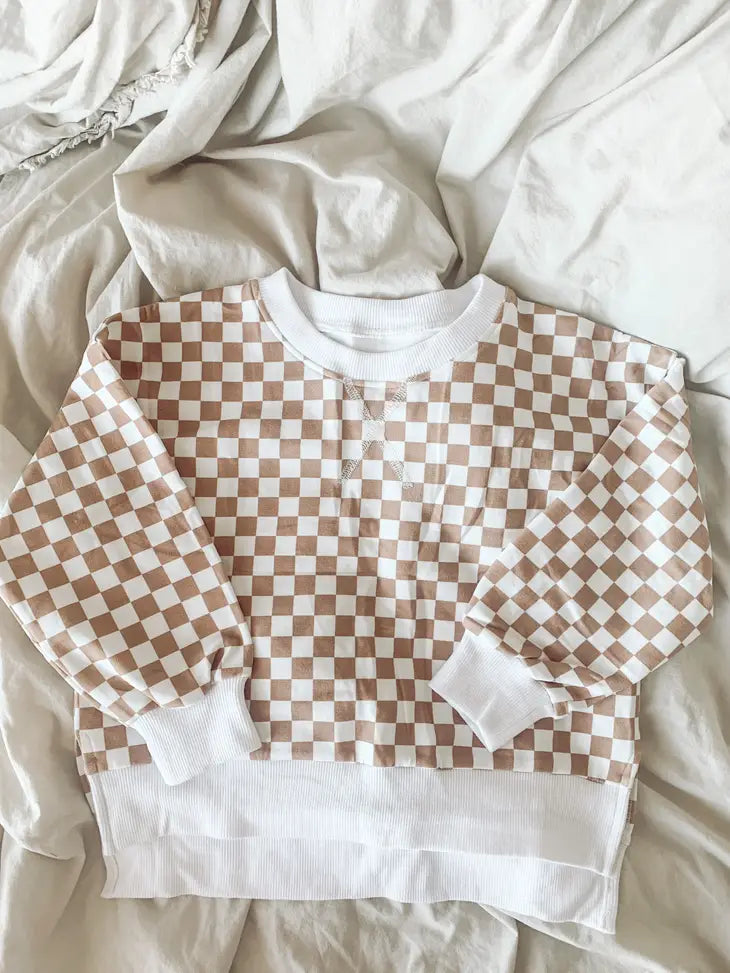 Kids Checkered Crew Neck