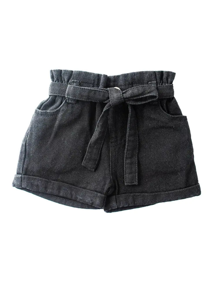 Kids Tie Waist Denim Shorts