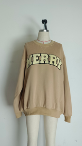 Chenille Embroidered Merry Sweatshirt
