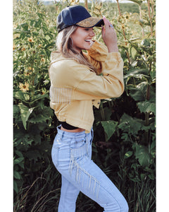 Mustard Rhinestone Fringe Jacket