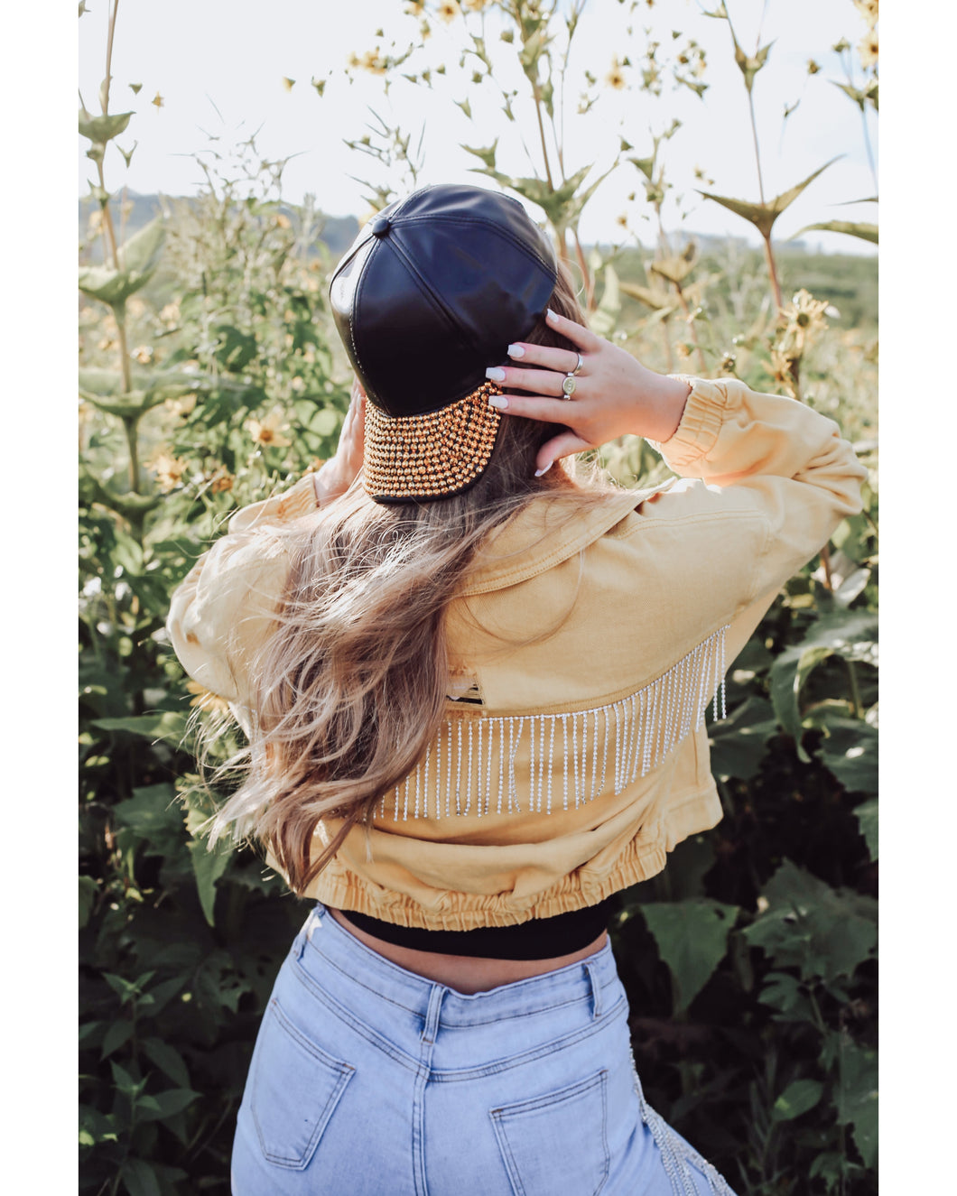 Mustard Rhinestone Fringe Jacket