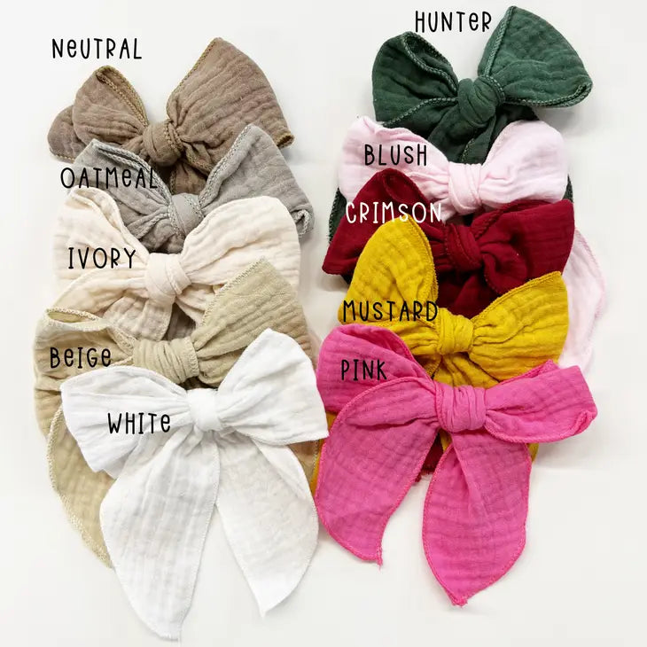 Large Linen Gauze Bow