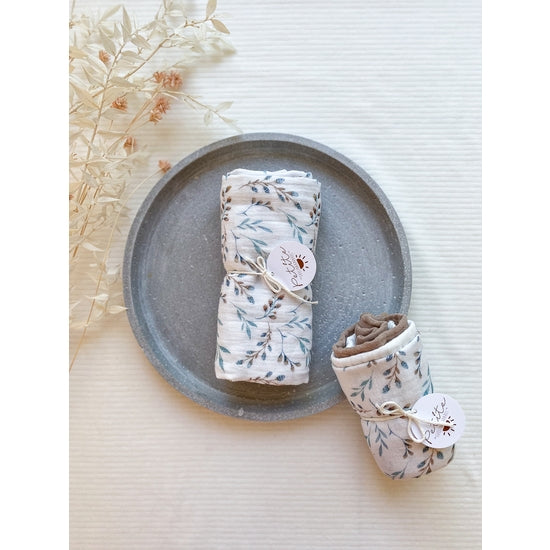 Blue branches swaddle blanket