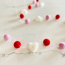 Load image into Gallery viewer, Heart Wool Ball Garland