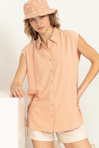 Sleevless Button Front Top