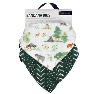 Forest friend/mudcloth bandana bib set