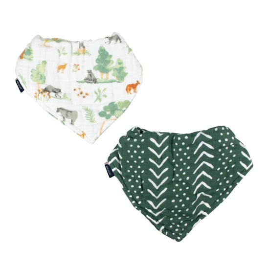 Forest friend/mudcloth bandana bib set