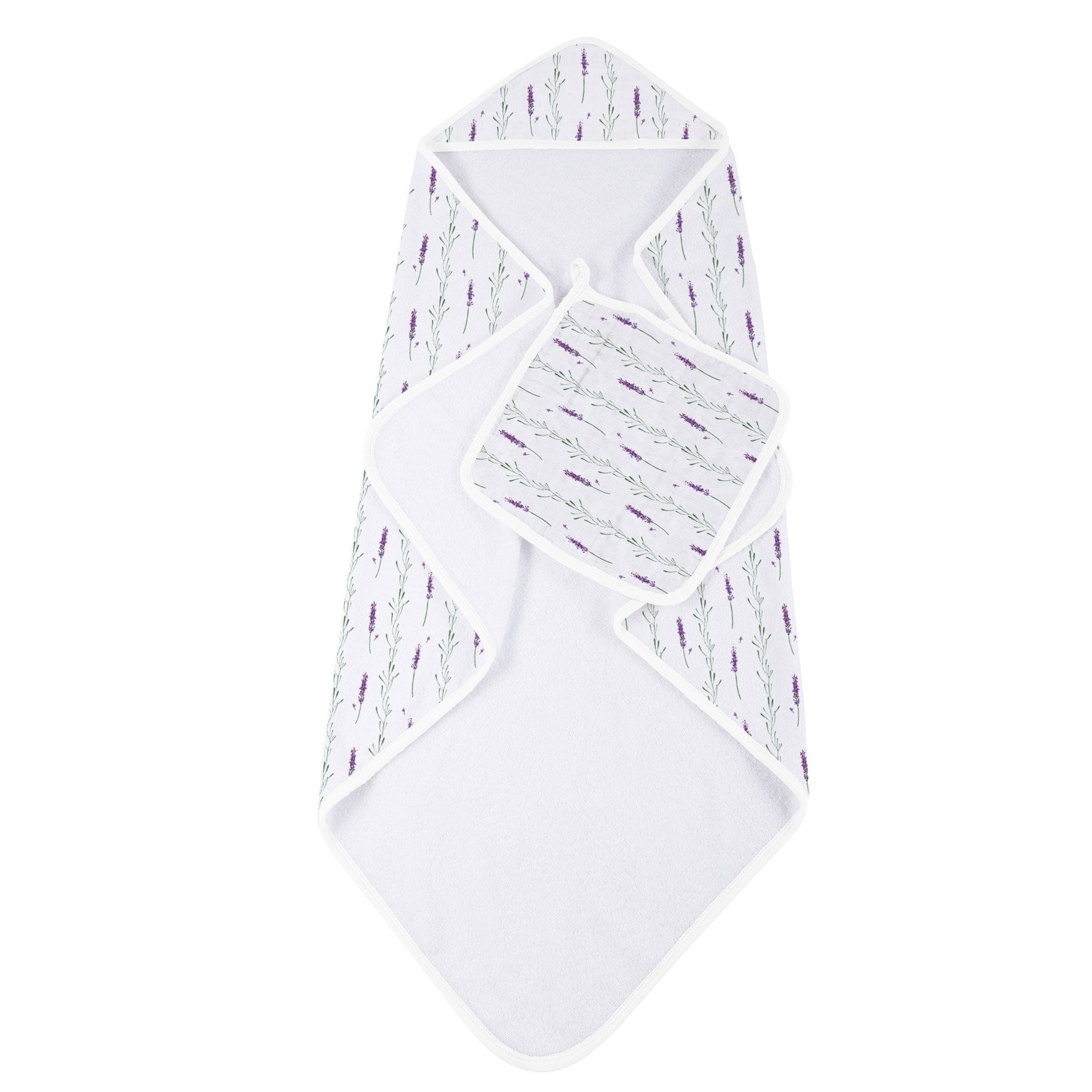 Lavender stem hooded towel/wash cloth