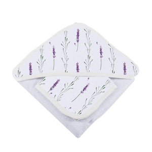 Lavender stem hooded towel/wash cloth