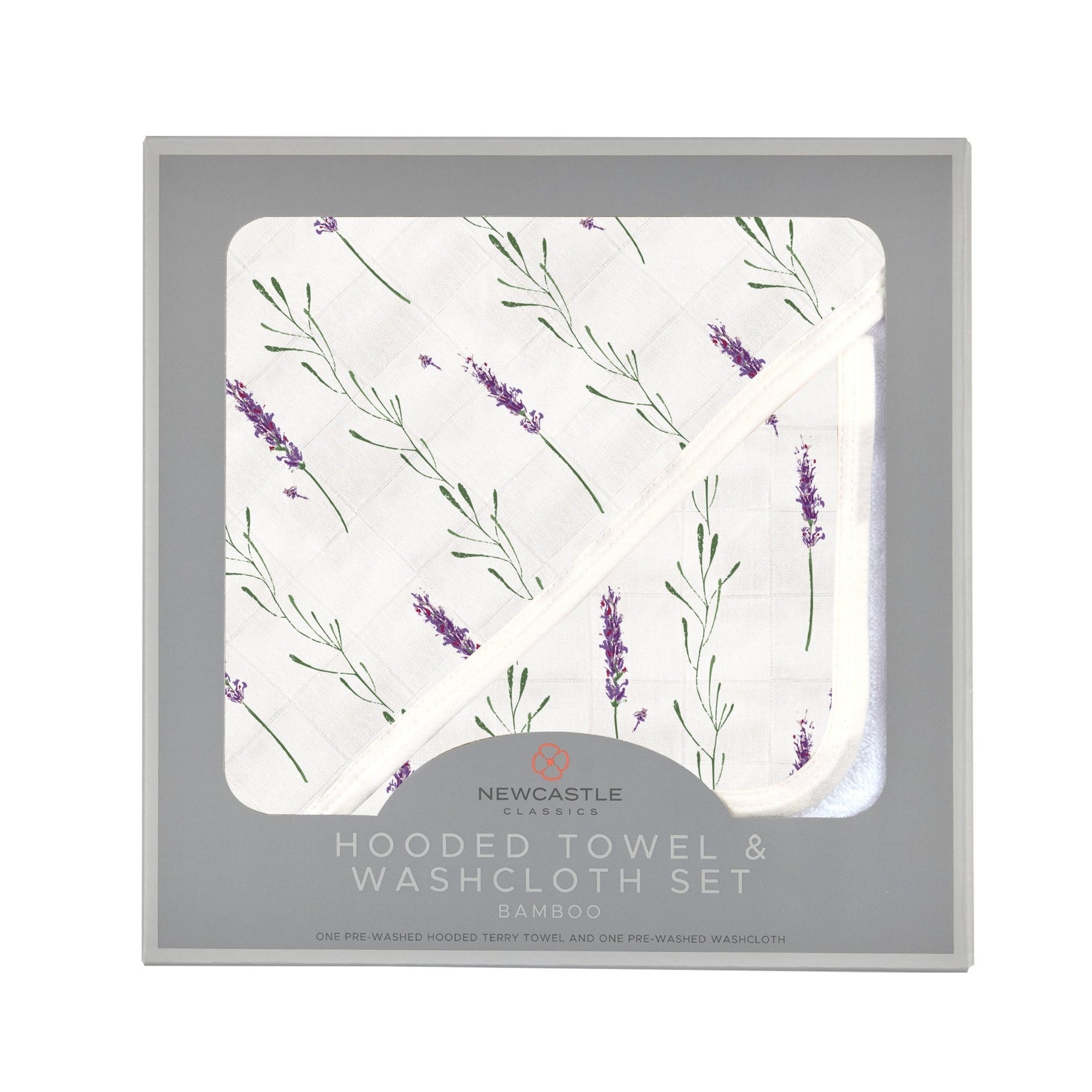 Lavender stem hooded towel/wash cloth