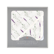 Load image into Gallery viewer, Lavender stem hooded towel/wash cloth