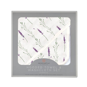 Lavender stem hooded towel/wash cloth