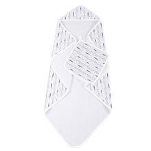 Load image into Gallery viewer, Lavender stem hooded towel/wash cloth