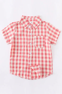 Boys Red Plaid Shirt