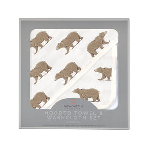 Goodnight bear hooded towel/wash cloth set